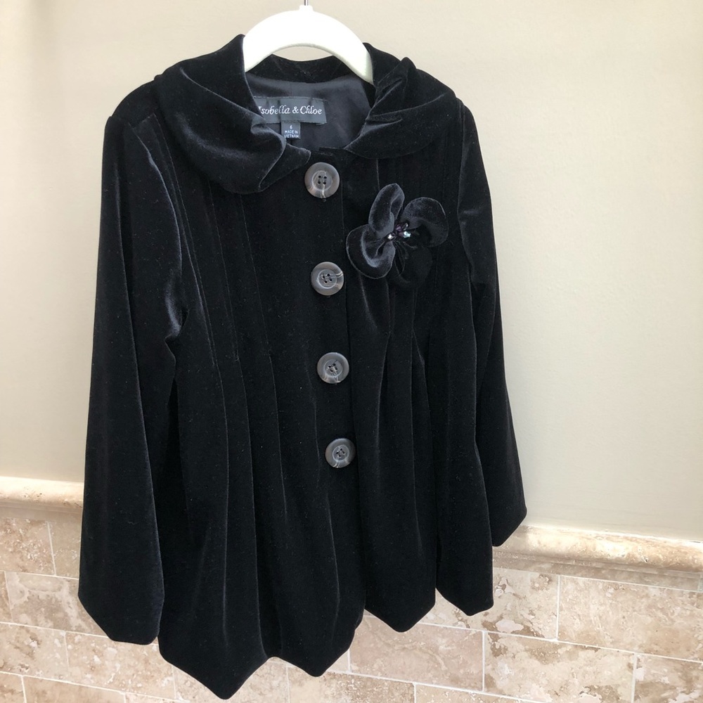 Isobella & Chloe black velvet jacket size 6